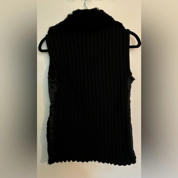 Gianfranco Rossi Womens Reversible Vest Rabbit Fur-Satin Bodice Sweater Sz Small - Picture 9 of 11